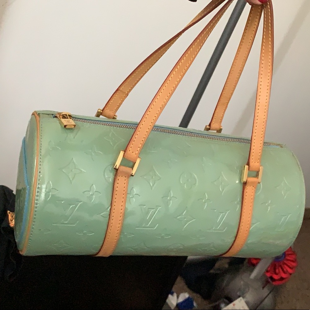 LV women handbag green papillon